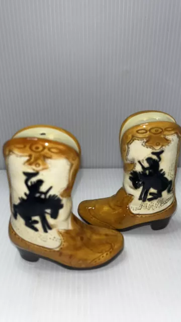 Vintage Cowboy Boot salt and pepper shakers Hand painted