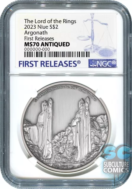 2023 Lord Of The Rings - Argonath - 1 Oz. Silver Coin - Ngc Ms70 First Releases