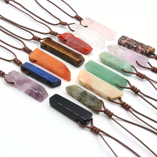 1xNatural Crystal Pendulum Quartz Stone Pendant Chakra Healing Gemstone Necklace