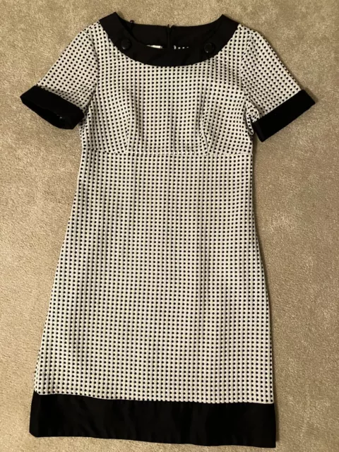 Donna Morgan White & Black Polka Dot Dress Women’s Size 6 Cotton Blend Fabric