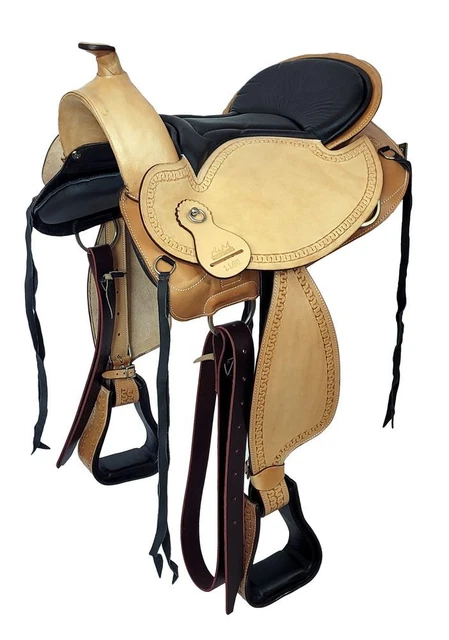 Siège De Selle Western Barrel 16 Pouces - Eco-cuir Couleur Marron - Buffle Teinture Tambour