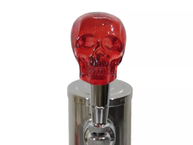 Custom Beer Tap Handle Clear Red Skull Kegerator Brew Skeleton Head Resin new