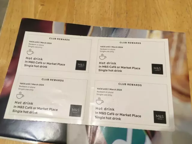 Marks And Spencer Hot Drinks Voucher Coupon Expire March 2024 X 8 Marks And Spencer Hot Drinks Voucher Coupon Expire March 2024 X 8
