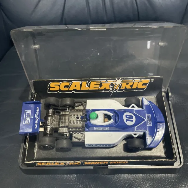 SCALEXTRIC C129 MARCH FORD 6 WHEELER IN BLUE No.10 BOXED read/see pics