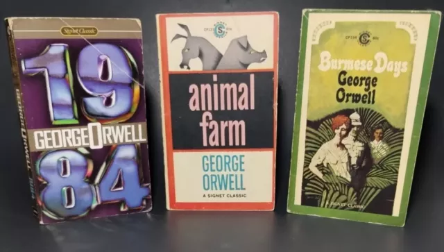 George Orwell 1984 Animal Farm and Burmese Days Signet Paperback Books lot of 3