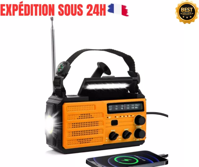 YOOULIT Radio Solaire Portable,Radio à Manivelle D'urgence AM/FM/WB/ALERT,Batter