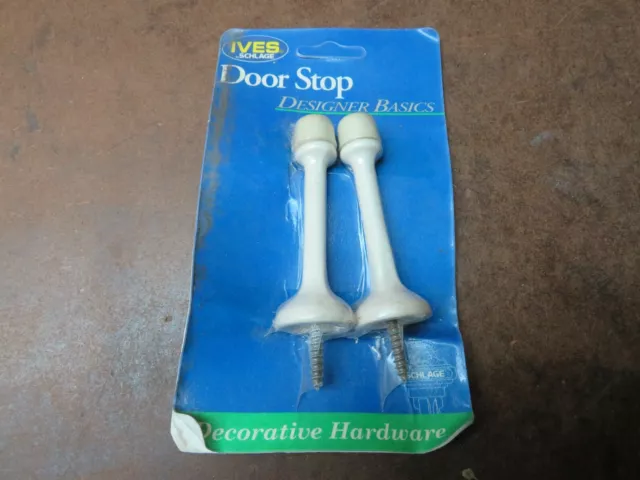 Ives Solid White screw in 2 pack Door Stop Floor Decorative Conn USA New
