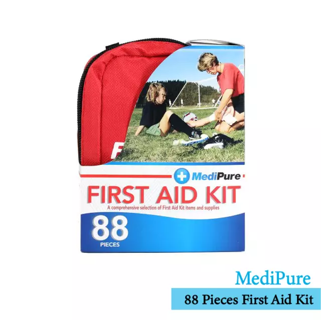 MediPure First Aid Kit 88 Pieces Medical Supplies Emergency Bag Portable