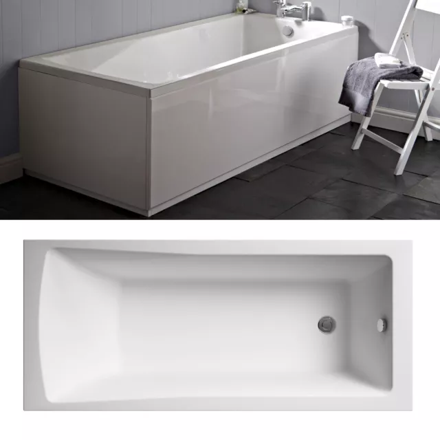 Nuie Linton 1400mm x 700mm Single Ended Bath White Acrylic Modern Bathroom Tub