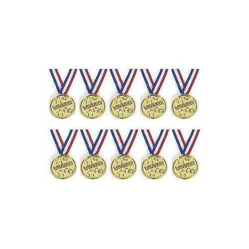 Kids Children Gold Plastic Winners Medals Sports Day Party Bag Prize Awards Toys