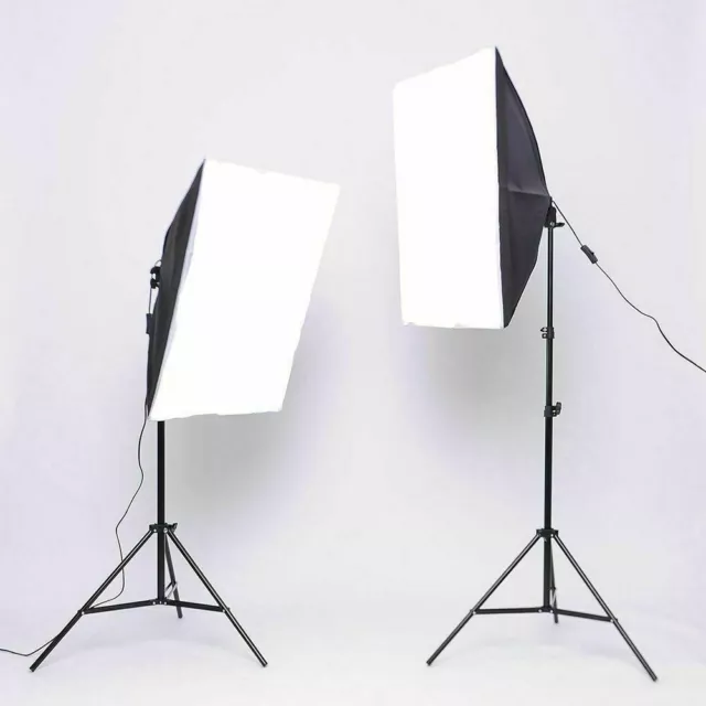 2x 135W Photography Studio Softbox Continuous Lighting Soft Box Light Stand Kit