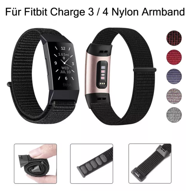 Nylon Ersatz Armband Für Fitbit Charge 3 / 4 Sport Watch Uhrenarmband