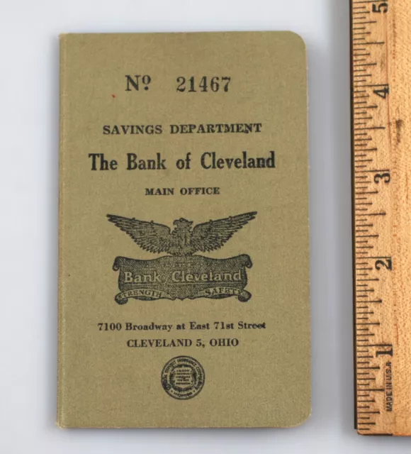 Vintage 1953 Savings Account Book Passbook The Bank of Cleveland