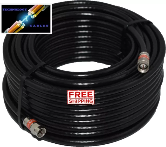 Black RG6 F-Type Male Quad Shield Coax Cable 0.3m - 50m TV Antenna Satellite NBN