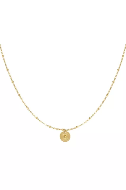 14ct Gold-Plated Necklace with Small Circle Charm (17 inches)