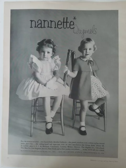 1957 Nannette Originali Bambine Pinafore Petti-Slip Abito Vintage Ad