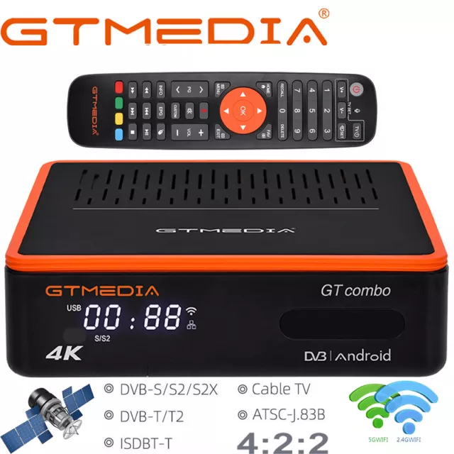 4K HD FTA Digital Satellite DVB-S2/S2X/T/T2/ATSC Receiver Sat Android 9.0 TV Box