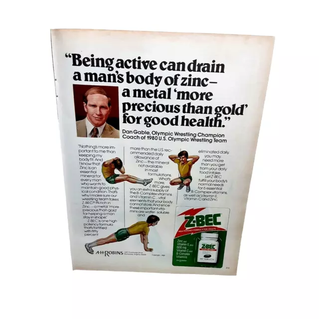 1981 Z Bec Dan Gable Olympic Wrestling Champ Ad Vintage