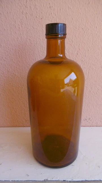 Antigua Botella De Cristal De Farmacia O Hierbas Naranja