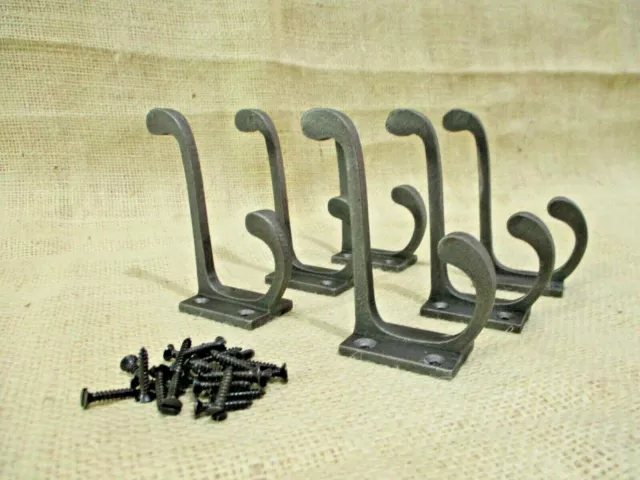 6 Metal Hooks Coat Hat Rack Heavy Duty 3 1/2"  Iron Storage Pots Closet Lot