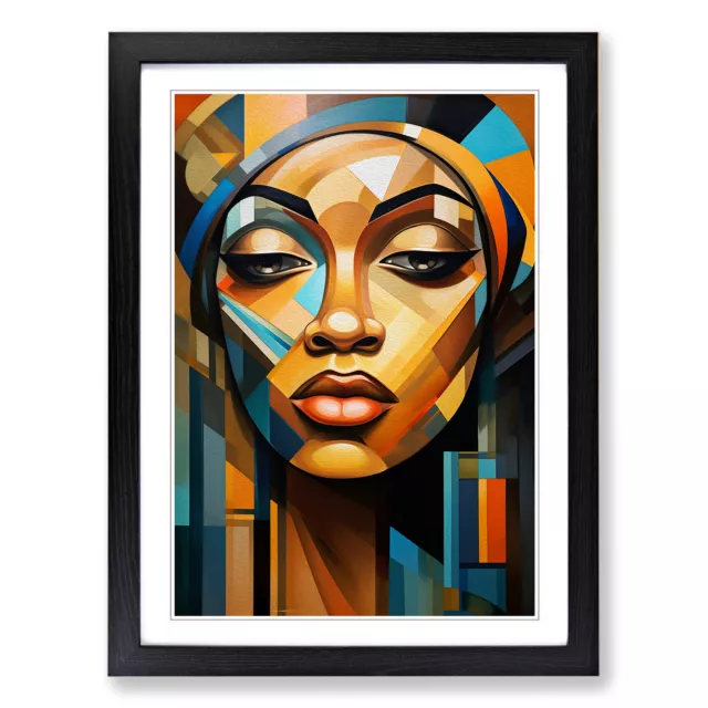 African Woman Cubism No.2 Wall Art Print Framed Canvas Picture Poster Decor