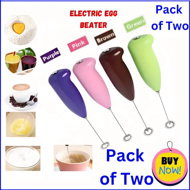 2 X Milk Frother Whisk Electric Handheld Frothy Coffee Mixer Kitchen Egg Beater