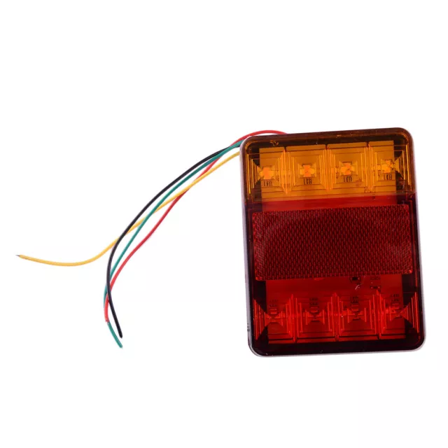 2Pcs Square Trailer Truck 8LED Tail Lights Brake Turn Signal Lamp Amber+Red 2