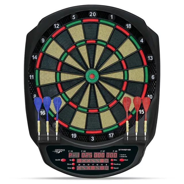 CARROMCO ELEKTRONIK DARTBOARD STRIKER-601 3-Loch Abstand 41,7x52x3,2cm 6 Pfeile