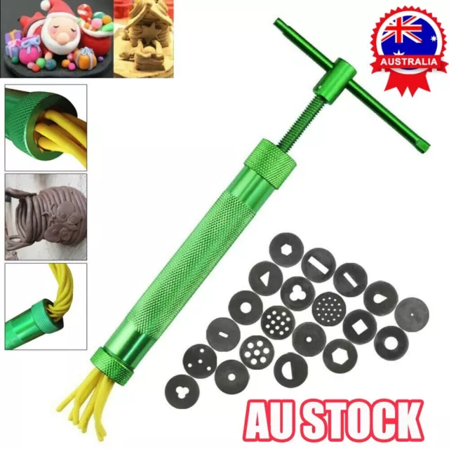 DIY Polymer Clay Gun Extruder Sculpey Sculpting Tool w/ 20 Discs Cake Tool CraLO