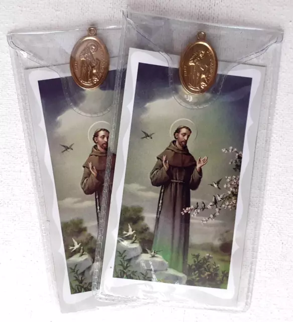 ST FRANCIS    Prayer Card & Medal    PACK OF THREE