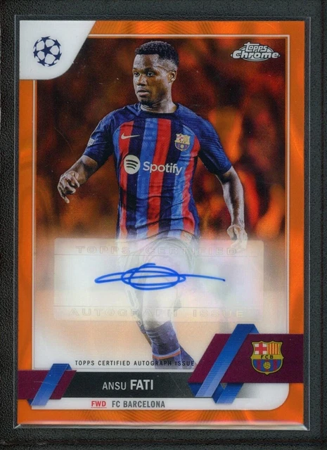 Carte à Collectionner Ansu Fati Topps UEFA 2022-23 AUTO Noir Glacé 04/10 - PSA 9