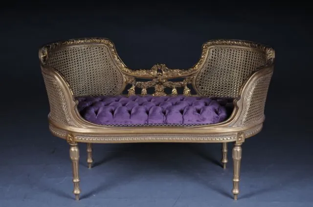 B-Dom-103 Beautiful French Bench, Canapé IN Louis Seize XVI Style