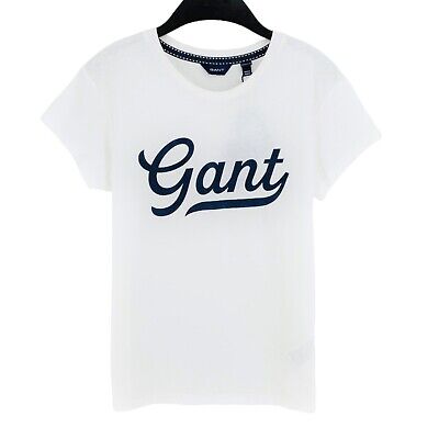 GANT Ragazze Bianco con Scritta Logo T-Shirt Taglia 9 - 10 Anni