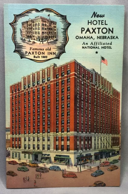 HOTEL PAXTON OMAHA Nebraska Postcard Vintage Linen Original