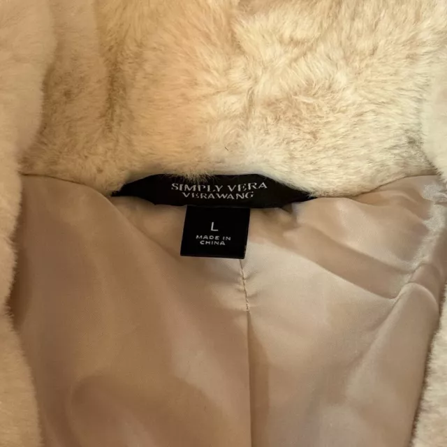 Simply Vera Wang Soft Plush Seamed Faux Fur Dress Coat Jacket Beige Cream 3