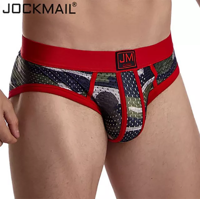 JOCKMAIL Men's Camouflage Underwear Briefs Sexy Low-rise Mesh Pouch Underpants