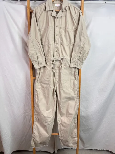 Levi's Coveralls Mens Small Beige Long Sleeve Work Raw Hem