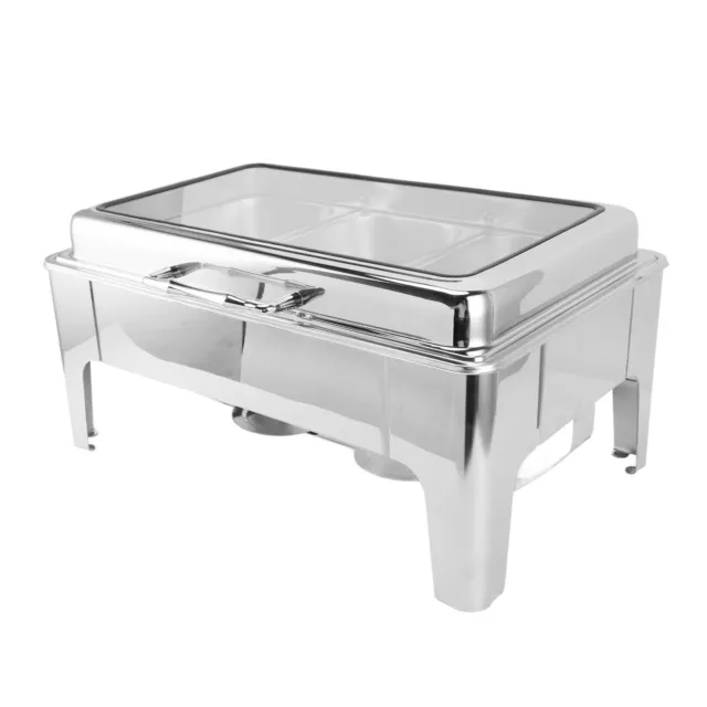 (3 Fächer)Chafing Dish Buffet Set 9L Edelstahl Rectangle Alkohol FR