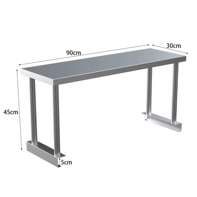 Commercial Work Bench Catering Table Stainless Steel Kitchen Storage Over Shelf