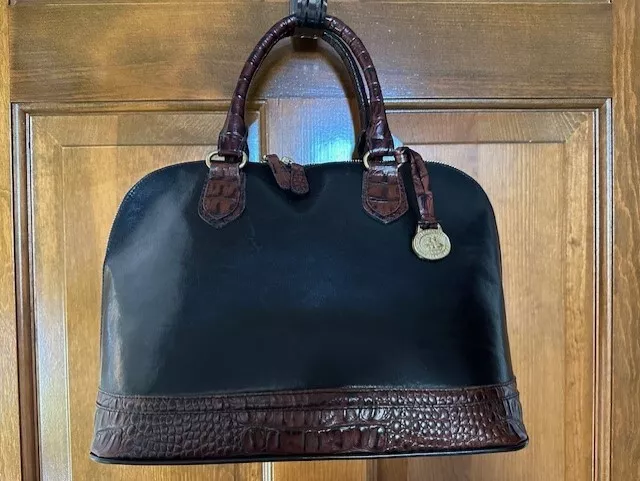 Brahmin Vivian Satchel Handbag- Vintage- Tuscan Collection- Black and Brown