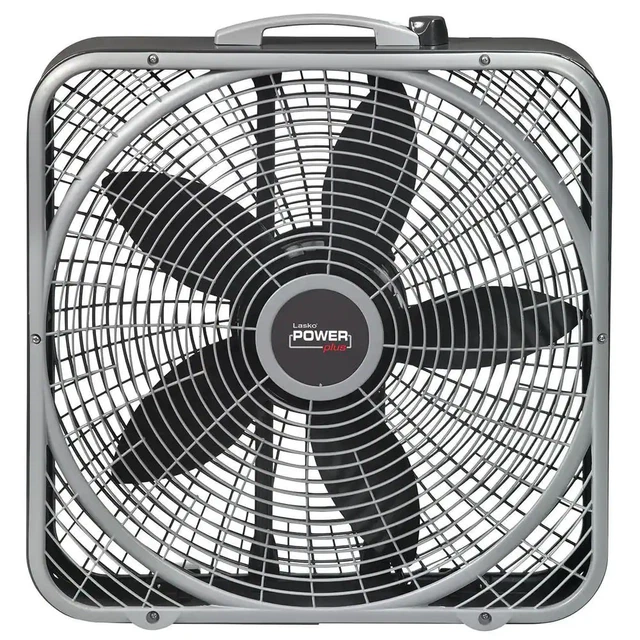 Lasko 20 in. Power Plus Box Fan 3-Speed Floor Steel Indoor Built-in Carry Handle