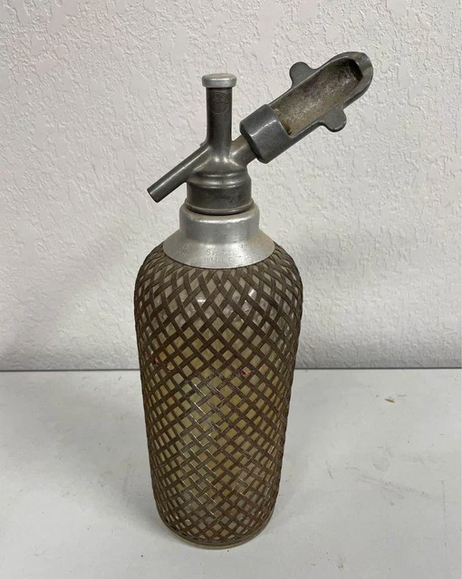 VTG SPARKLETS 13 Soda Siphon Seltzer Bottle Wire Mesh Urban Czech England Pewter