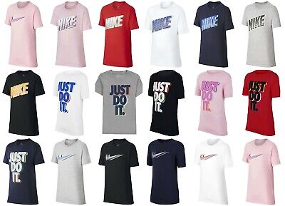 New  Nike Junior Boys Cotton Swoosh Just Do It T Shirt  Age 7-15 FROM £12.49