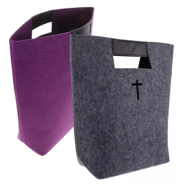 2 Pcs Felt Handbag Shopping Wine Bottle Gift Bible Briefcase Tote