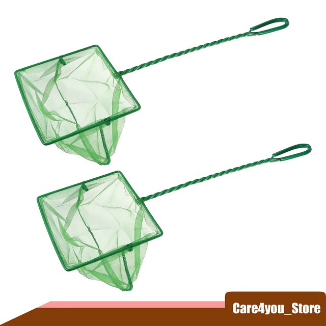 2Pcs Aquarium Fish Net Fish Tank Accessories Small Fish Fine Net Green 8''