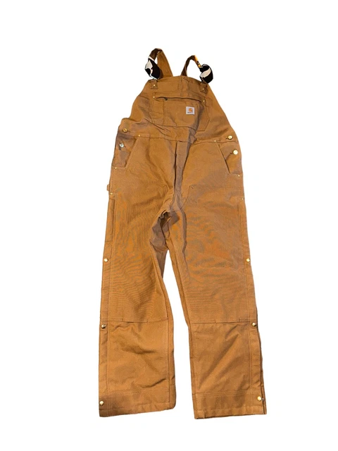 Men’s Carhartt Brown Heavy Insulated Bib Loose Fit L Model OR4393M New