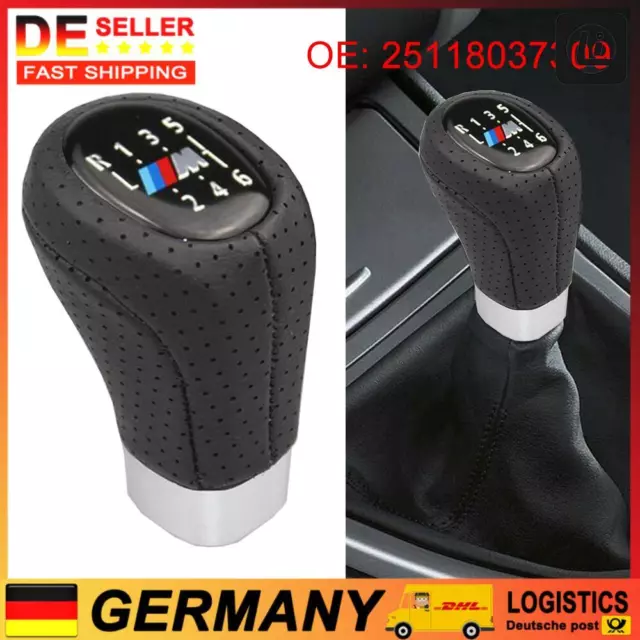 Für BMW 3 5 Series E81 E82 E87 M Logo Style Schaltknauf 6 Gang Leder Schalthebel