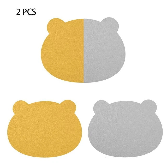 2 pcs Leather Kitchen Cutlery Mat Little Bear Bear Cutlery Mat  Room