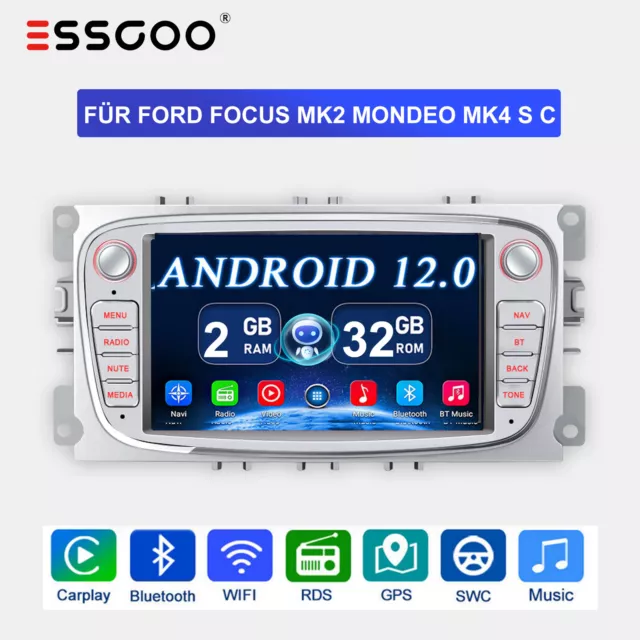 Für Ford Focus MK2 Mondeo Mk4 S C MAX Autoradio Android 13 Carplay GPS Navi RDS