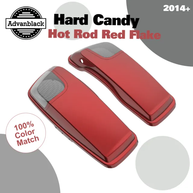 Hard Candy Hot Rod Red Flake 5x7 inch Saddlebag Speaker Lids Fits Harley 2014+